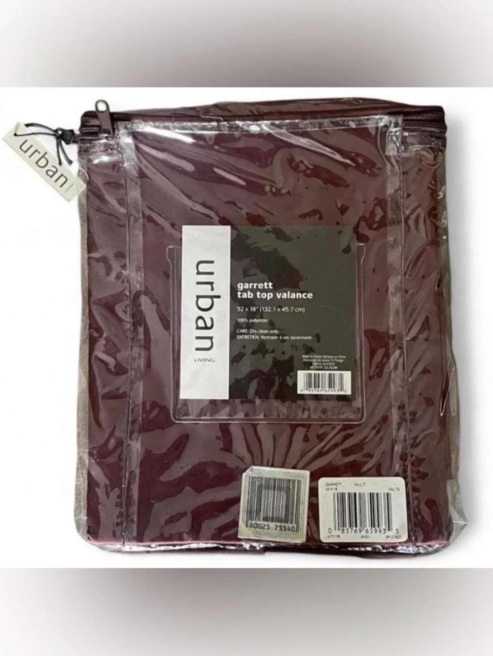 Bundle of Three Burgundy Garrett Tab Top Valances Brand New With Tags